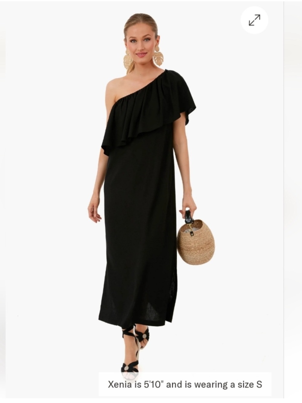 Pomander Place Tuckernuck Black Florencia One Shoulder Dress XL